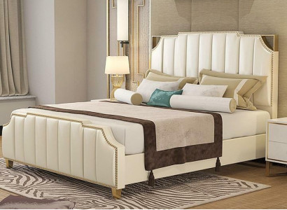 Design Doppelbett Bett Hotel Luxus Schlafzimmer 180x200cm Leder Betten Polster